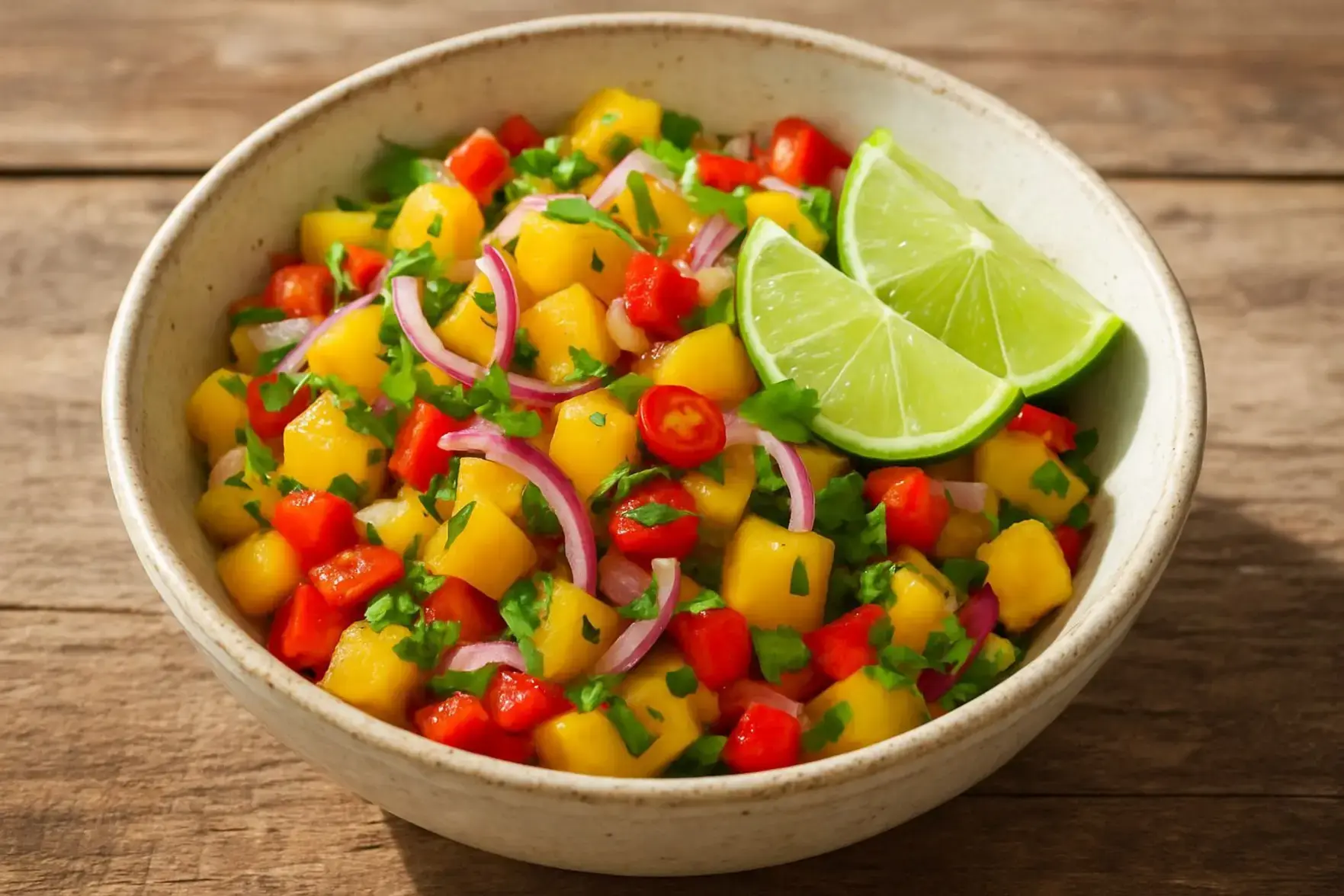 Ceviche de manga com pimentão Ceviche de manga com pimentão