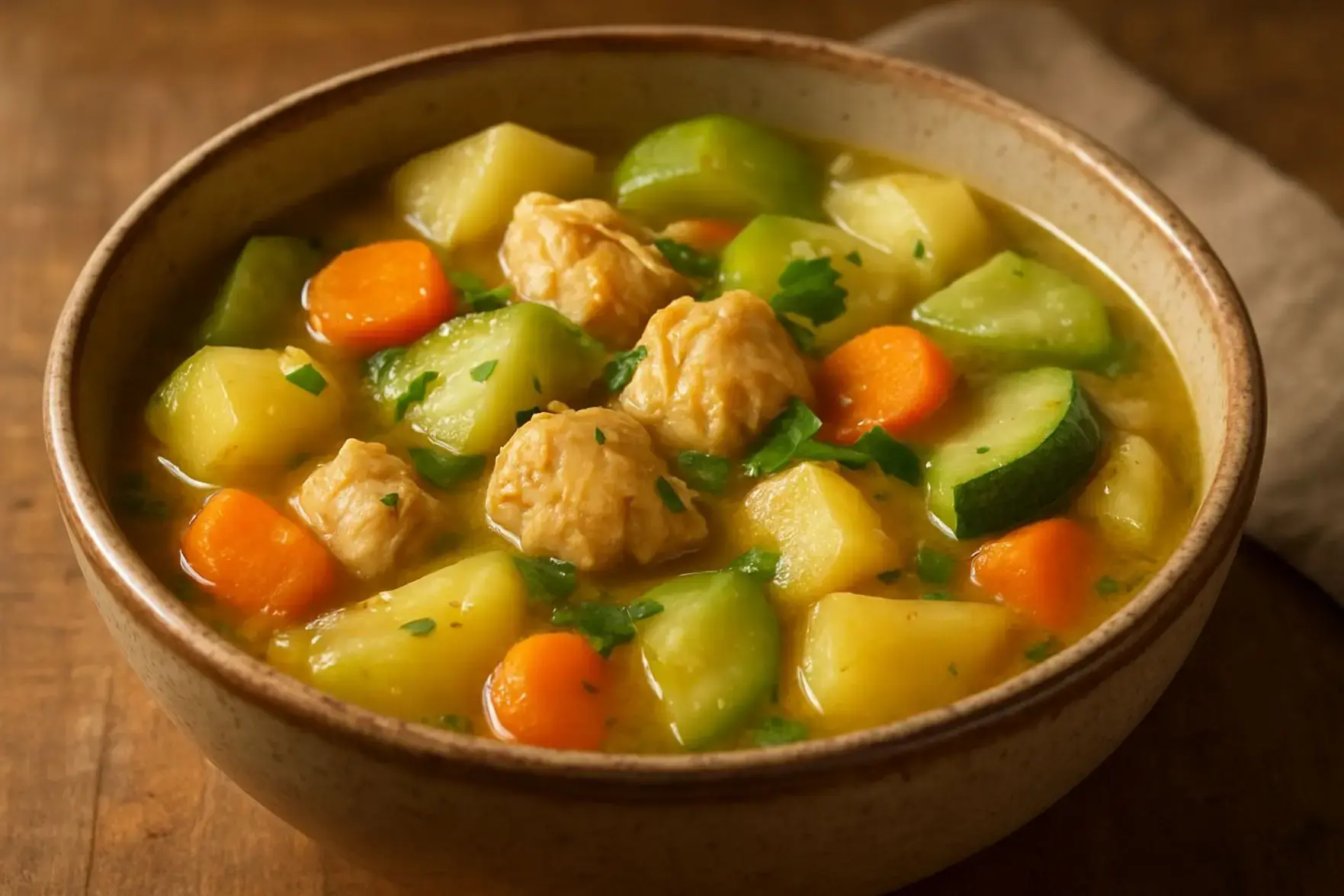 Frango cozido com legumes do dia a dia Frango cozido com legumes do dia a dia