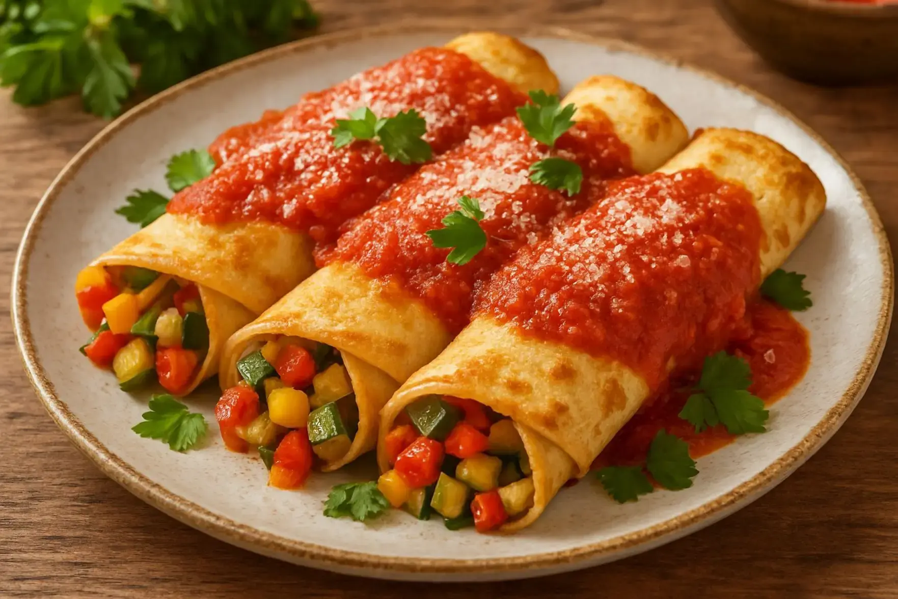 Panqueca vegetariana recheada Panqueca vegetariana recheada