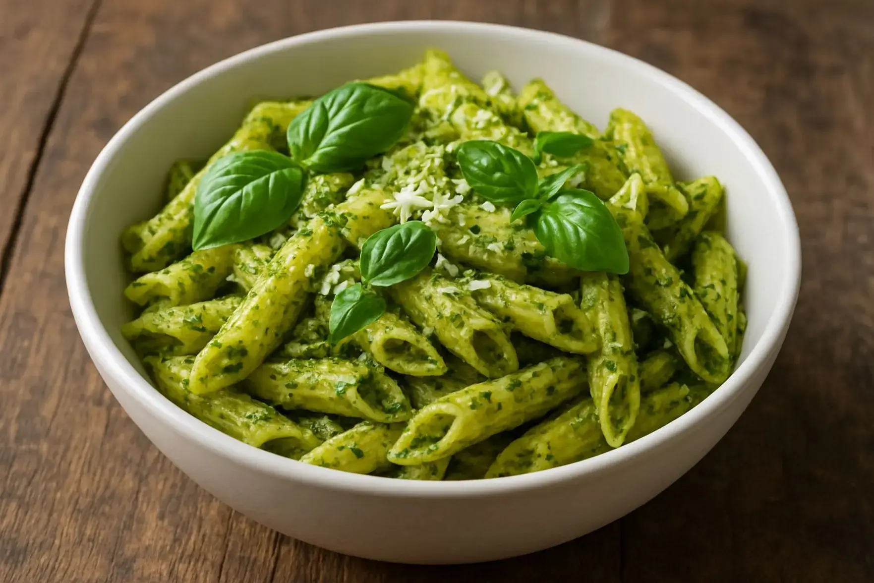 Penne ao molho pesto simples Penne ao molho pesto simples