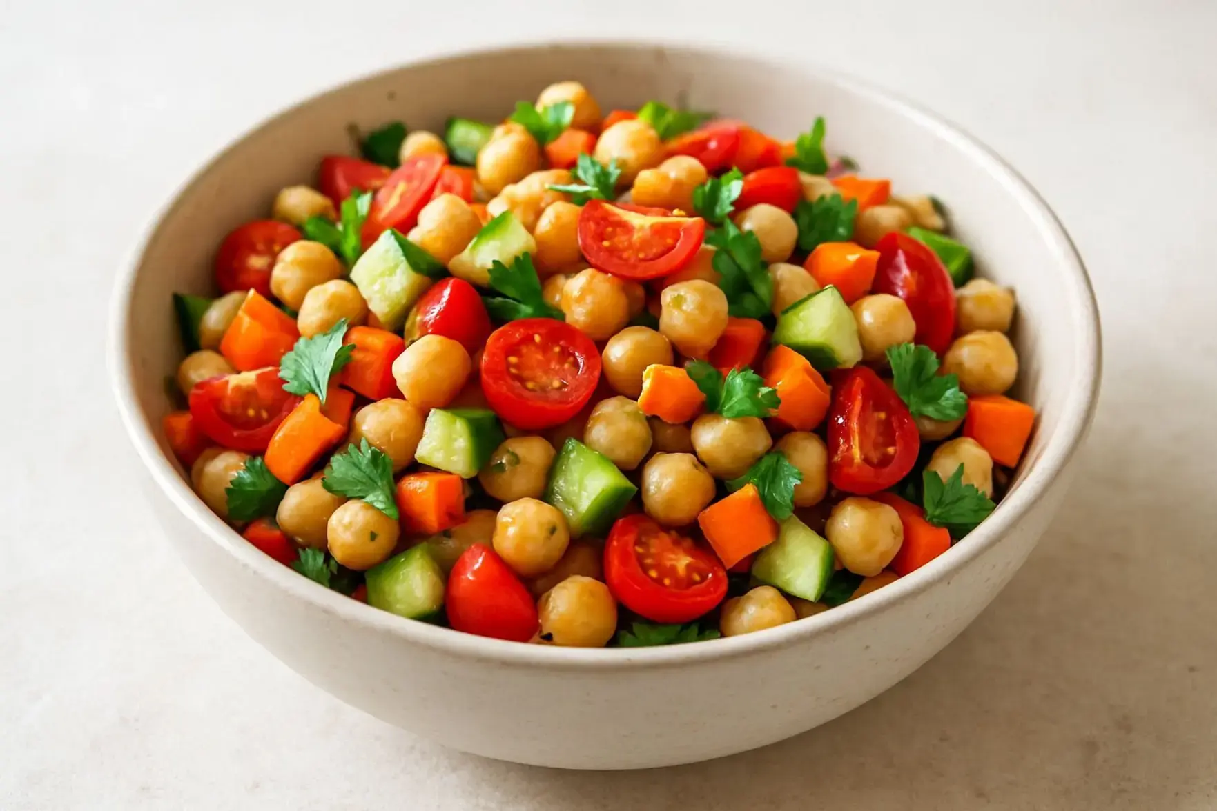 Salada de grão-de-bico com legumes Salada de grão-de-bico com legumes