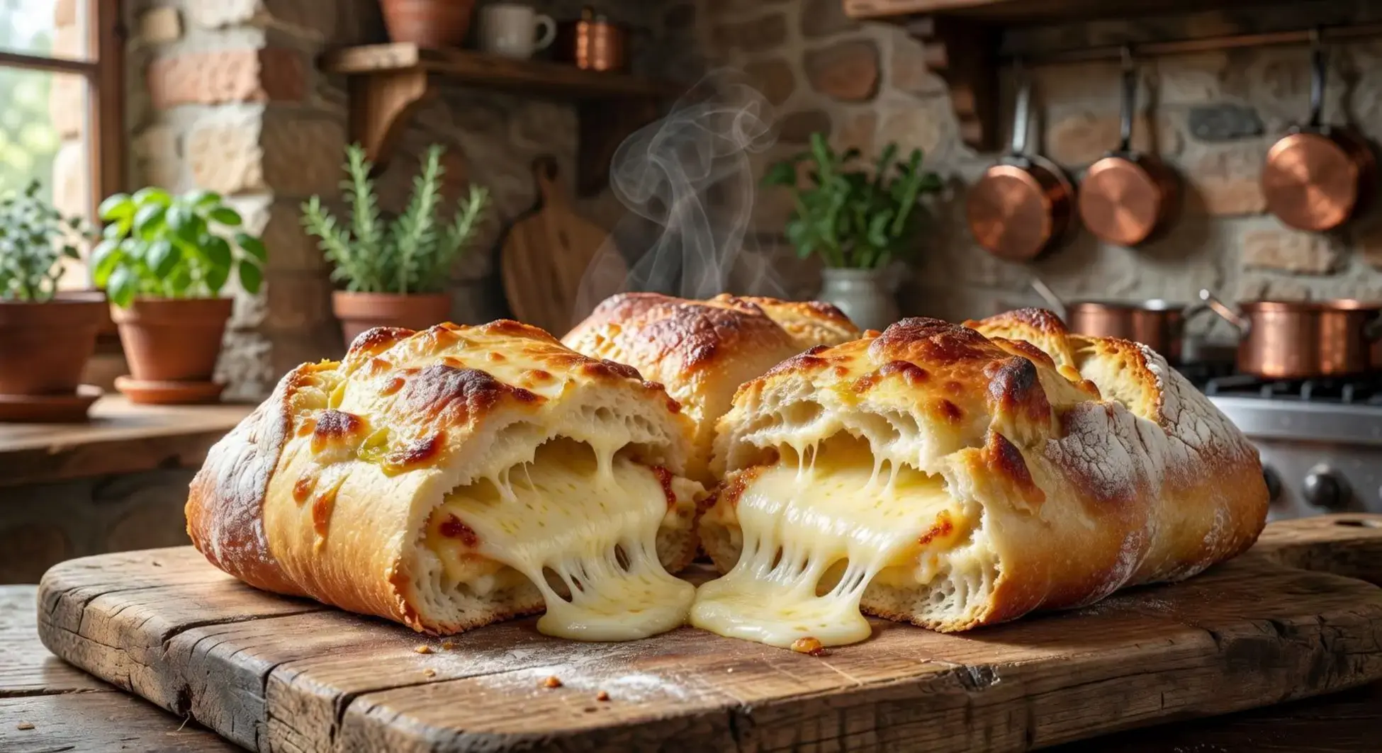 Pão recheado com queijo