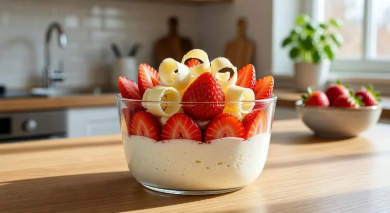 Sobremesa de leite ninho com morango