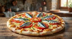 Pizza de sardinha com fermento royal