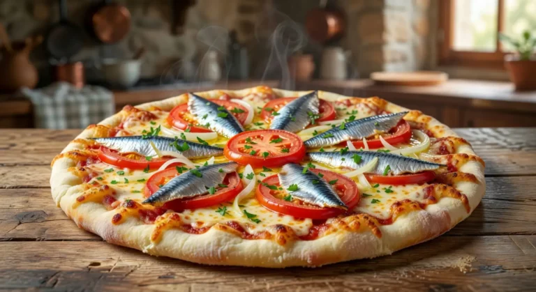 Pizza de sardinha com fermento royal